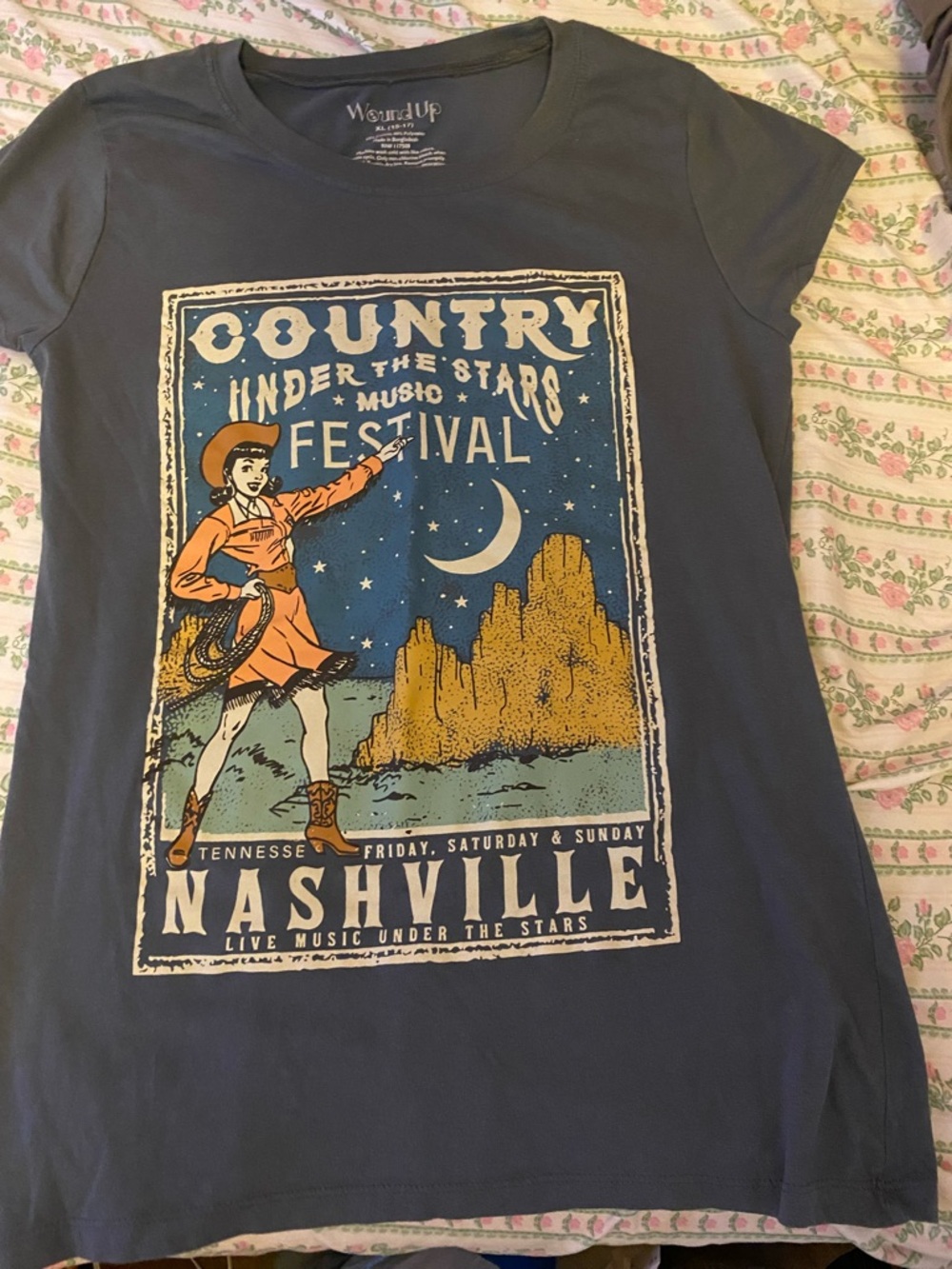 Nashville Country Festival Graphic Tee in Navy Blue